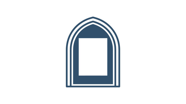 Gothic arched window outline vector illustration.