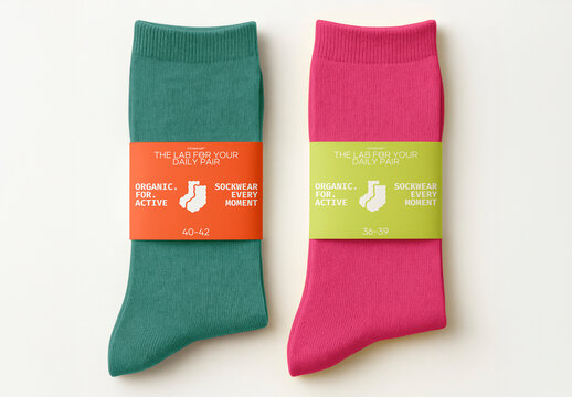 Colorful Organic Cotton Socks Packaged In Retail Bands
