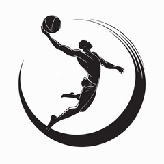 Silhouette Basketball Player Performing Dunk Action Vector © Sutarno