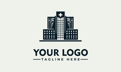 Fototapeta premium Modern hospital building medical center identity vector logo illustration
