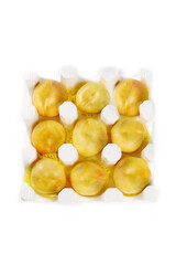Fototapeta premium Fresh Yellow Peaches in Carton - Studio Food Photography