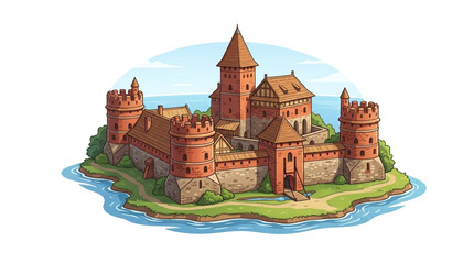 Historic Trakai Island Castle Complex on a Sunny Day. © Mutmainah