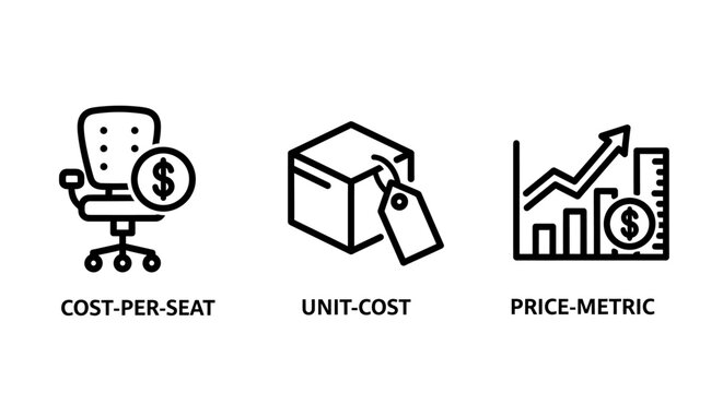 Business cost and financial performance metric icons with business currency financial economics accounting analysis investment expenditure calculation statistical corporate commercial