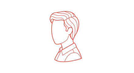 Simple Line Drawing of Male Profile Portrait. © Abraca