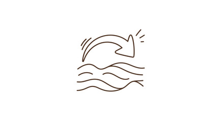 Simple Line Drawing of Dolphin Jumping. © Abraca