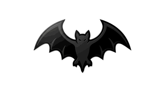 Stylized black bat silhouette with wings wide open and grunge texture