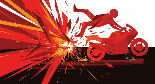 Motorcycle accident illustration rider ejected collision danger concept