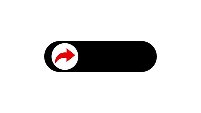 social media share button with text and icon animation. Isolated on a black background with an alpha channel 4k video.
