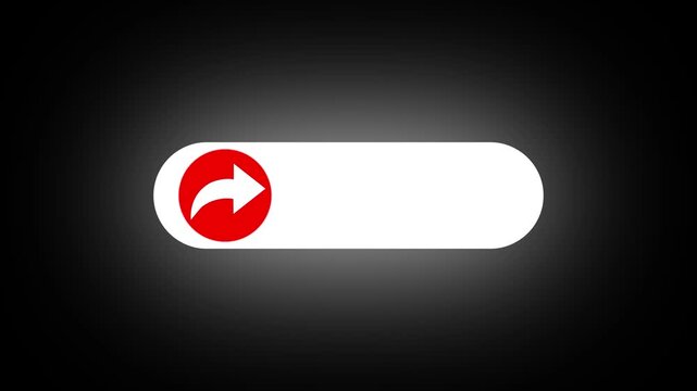social media share button with text and icon animation. Isolated on a black background with an alpha channel 4k video.