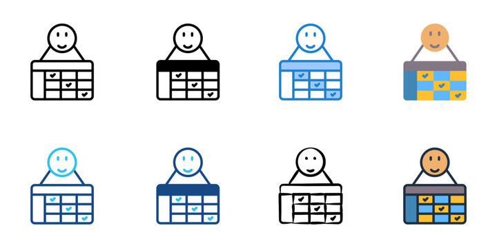 Chore chart icons set multiple style collection. Editable stroke 
