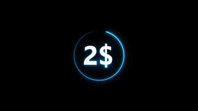 Glowing two dollar sign neon circle animation glowing dollar sign 2 dollar sign animated finance symbol