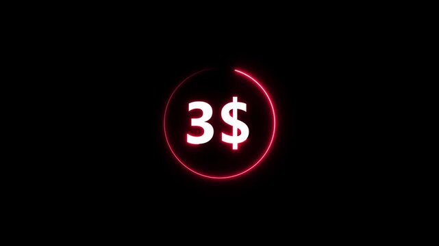 Glowing red three dollar sign neon animation glowing red neon 3 dollar glowing symbol