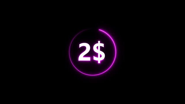 Glowing purple two dollar sign neon circle on black background neon sign glowing dollar sign purple neon