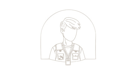 Simple Line Drawing of a Male Pilot. © Abutop