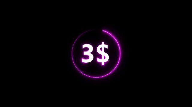 Glowing purple three dollar sign neon animation neon dollar sign 3 dollar sign animated text