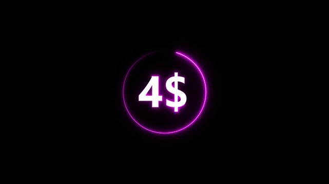 Glowing purple four dollar sign neon circle on black background glowing purple neon circle neon dollar sign