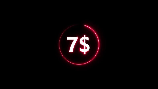 Glowing red seven dollar sign neon circle on black background neon sign glowing dollar sign red neon circle