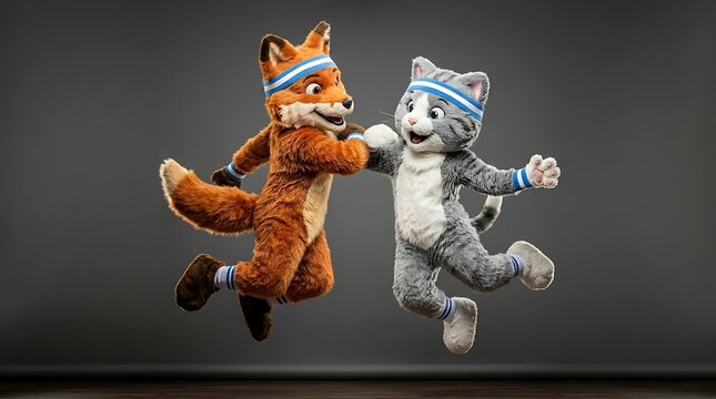 Celebratory 3d illustration of a soccer champion mascot duo holding a golden trophy symbolizing sports victory 