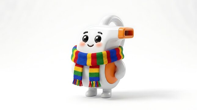 Soccer championship trophy mascot celebrates sports victory
