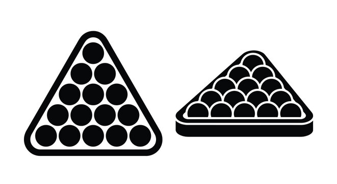 Billiard balls arranged in triangular formations a black and white silhouette pool snooker triangle formation rack game sport