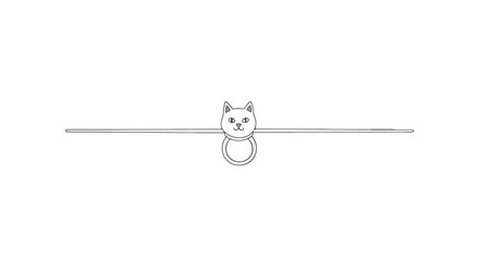 Simple Line Drawing of Cat Pendant Necklace. © Acuba