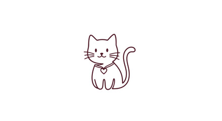 Simple Line Drawing of a Cat. © Acuba