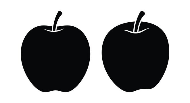Two black apple silhouettes with stems against a white background a simple graphic representation silhouette apples fruit orchard