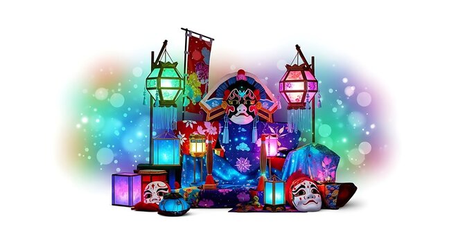 Colorful Carnival Parade Float with Lights and Decorations.