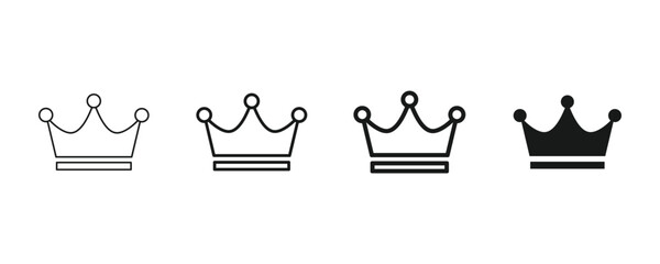 Crown icon. Crown symbol. Royal crown icon set, king queen prince princess and authority concept vector illustration © Khuki