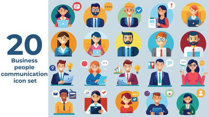 Fototapeta premium Business Communication Icon Set – Corporate, Meeting and Networking Symbols