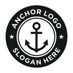 Blackandwhite nautical anchor logo with star and circle design elements  template icon © Shathi