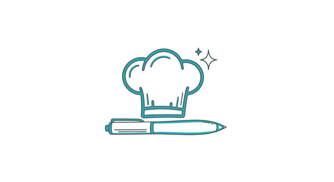 Chef Hat and Pen Illustration Design.