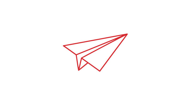 Red Paper Plane Origami Simple Design.
