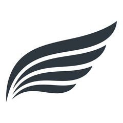 Dark gray wing icon with three curved lines flying right  graphic symbol icon © Shathi