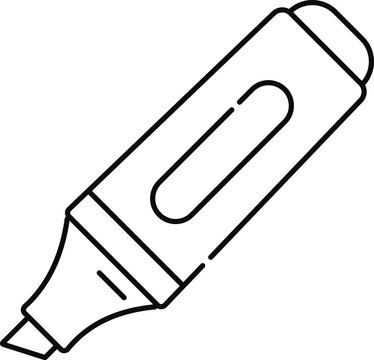 Marker Pen Icon Vector Illustration, Permanent Marker, Office Stationery and Writing Tool Line Art Design