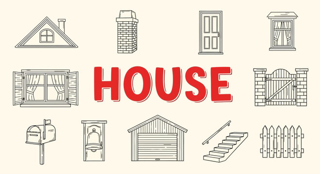 House and residential building icons set.