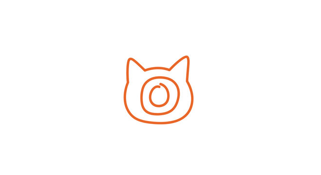Simple Orange Cat Face Icon Illustration.