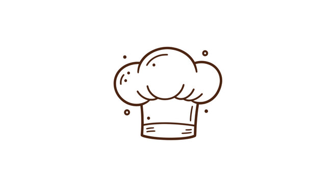 Simple Line Drawing of Chef Hat.