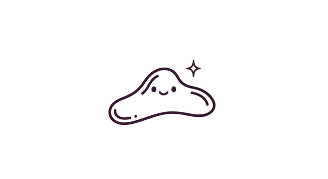 Simple Hand Drawn Smiling Cloud Illustration.