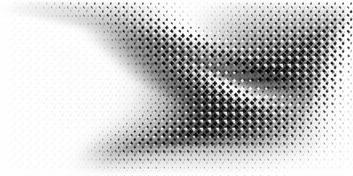 Pixelated bitmap gradient texture. Black and white dither pattern background. Abstract glitchy pattern. 8 bit video game screen wallpaper. Wide raster backdrop. Retro pixel art Illustration. Vector