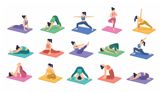 woman doing various yoga poses.