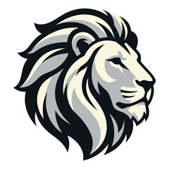 Stylized illustration of a lions head with a majestic mane profile view icon © Sojib