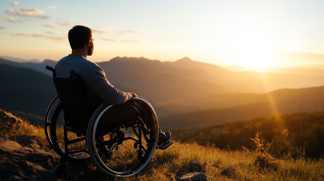 A Person in a Wheelchair Watching a Sunset
