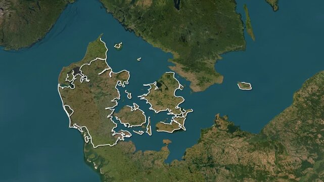 3D animated map of Denmark with Flag and borders 00:15