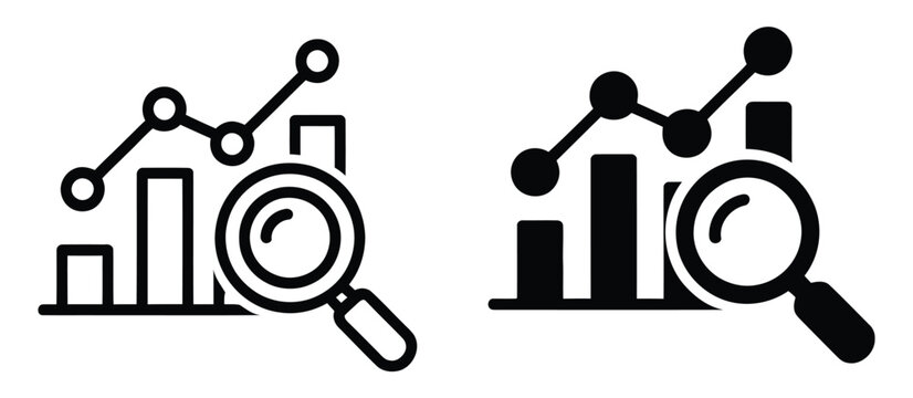 Prediction analyst icon collection, forecasting analytics symbols, data prediction graphics, business intelligence elements, statistical analysis tools, artificial intelligence insights, black filled.