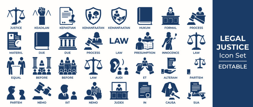 Set of legal justice icons.