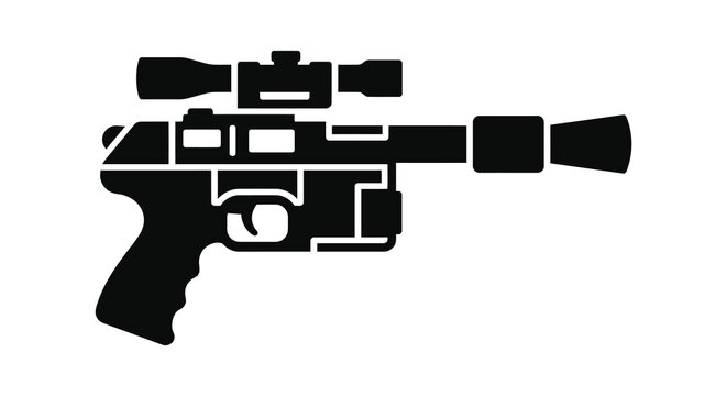 Firearm With Optic And Accessories Black Silhouette