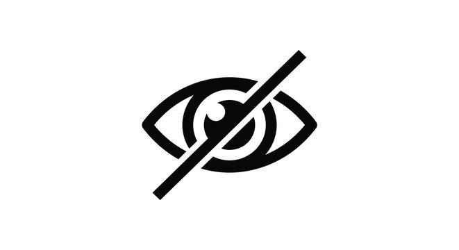 Eye With Slash Silhouette Black Icon On White Background Silhouette