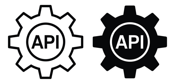 API interface icon collection, application programming interface symbols, software integration graphics, developer connection elements, cloud service communication icons, modern flat vector.