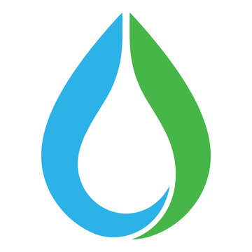 Blue and green water drop shape icon for ecology and conservation icon